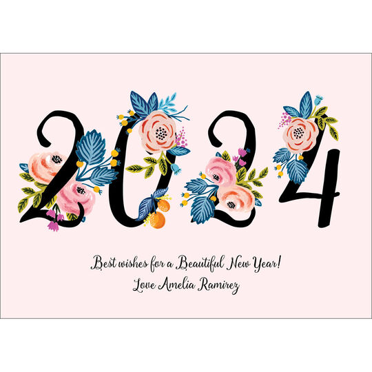 Floral 2024 Flat New Year Cards